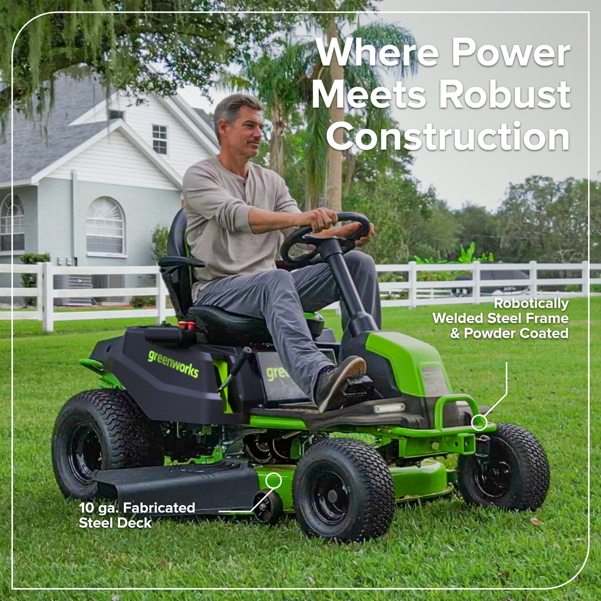 60V 42" Cordless Battery CrossoverT Riding Lawn Mower, (4) 8.0 Ah Batteries and 600W Wall Charger