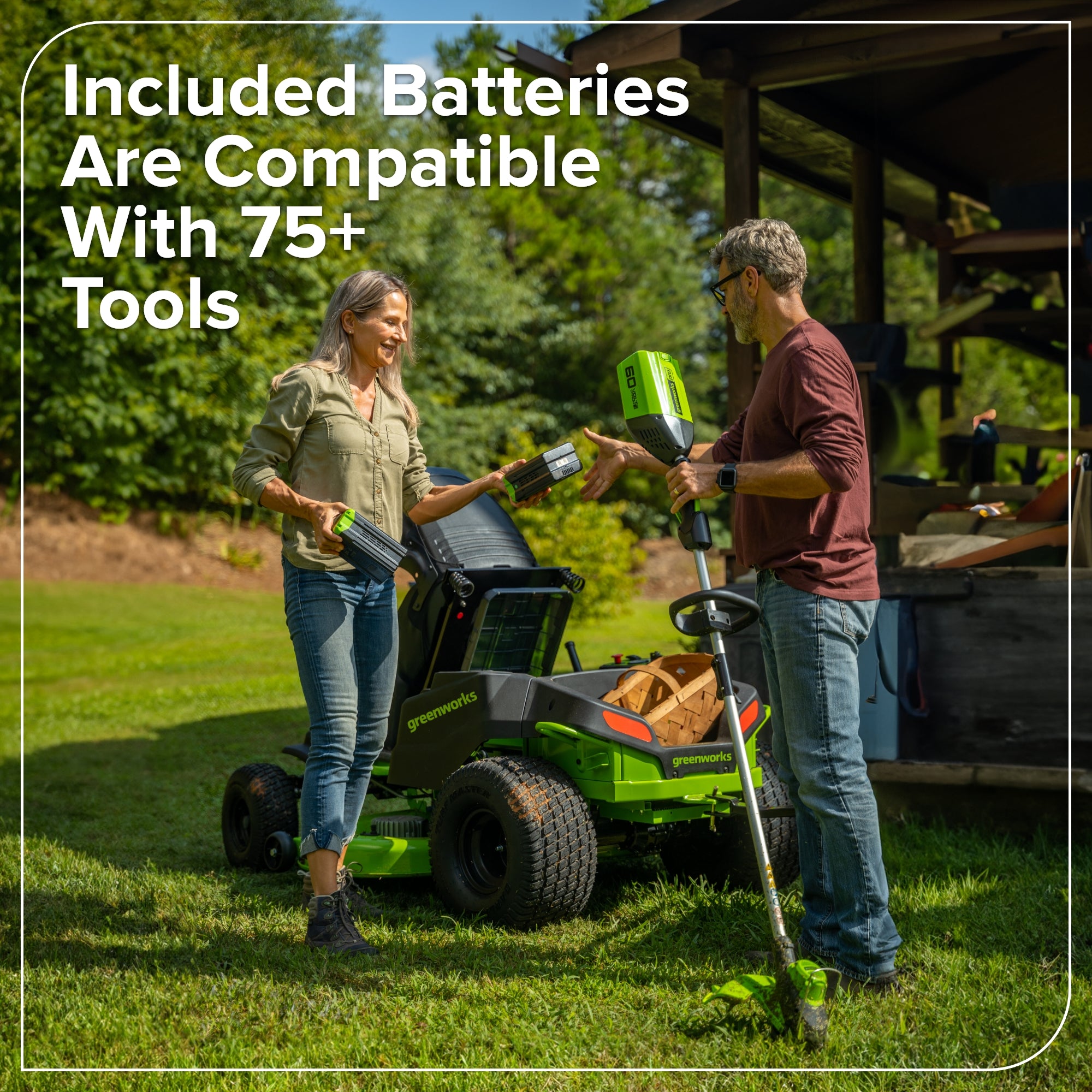 60V 42" Cordless Battery CrossoverT Riding Lawn Mower, (4) 8.0 Ah Batteries and 600W Wall Charger