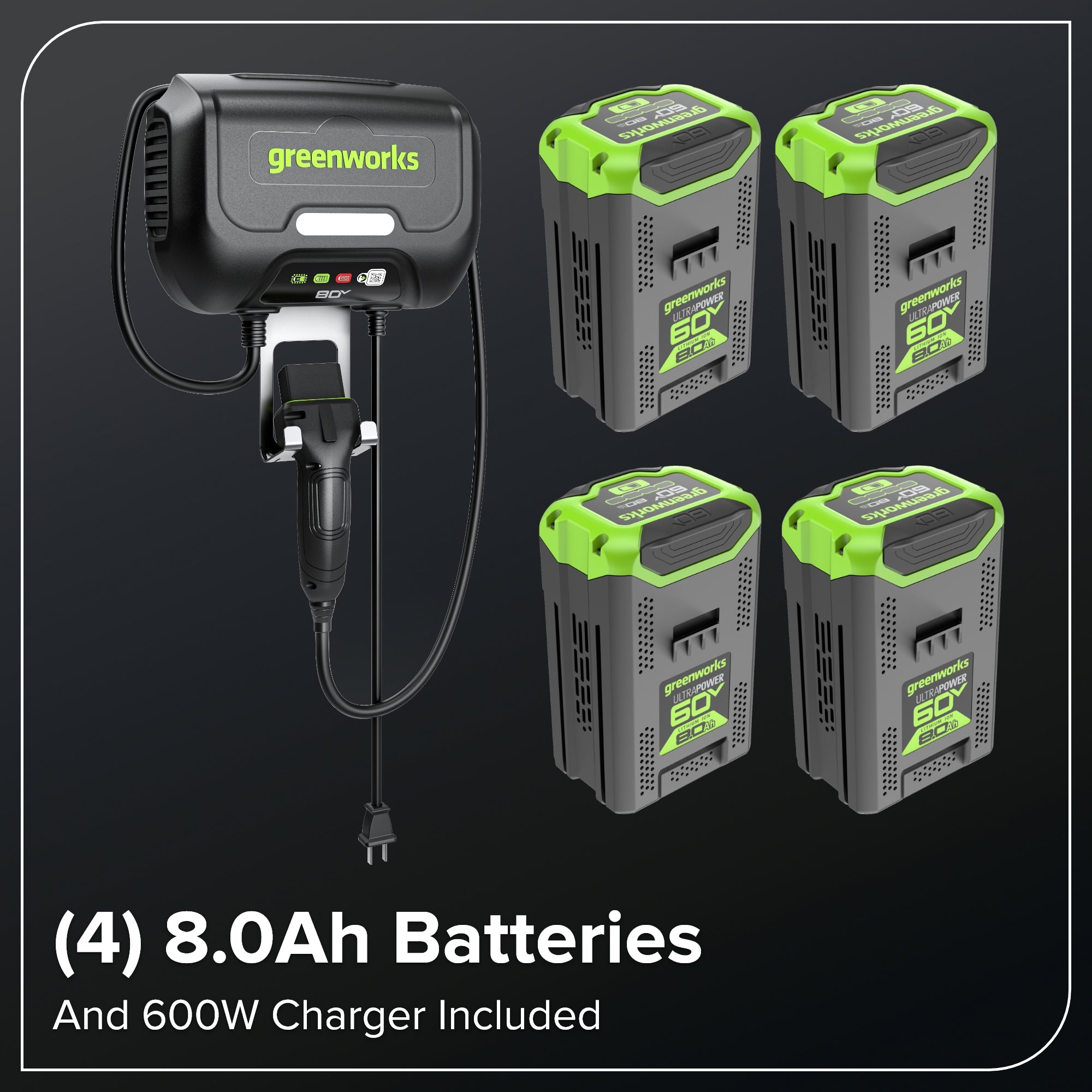 60V 42" Cordless Battery CrossoverT Riding Lawn Mower, (4) 8.0 Ah Batteries and 600W Wall Charger