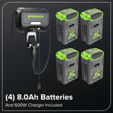 60V 42" Cordless Battery CrossoverT Riding Lawn Mower, (4) 8.0 Ah Batteries and 600W Wall Charger