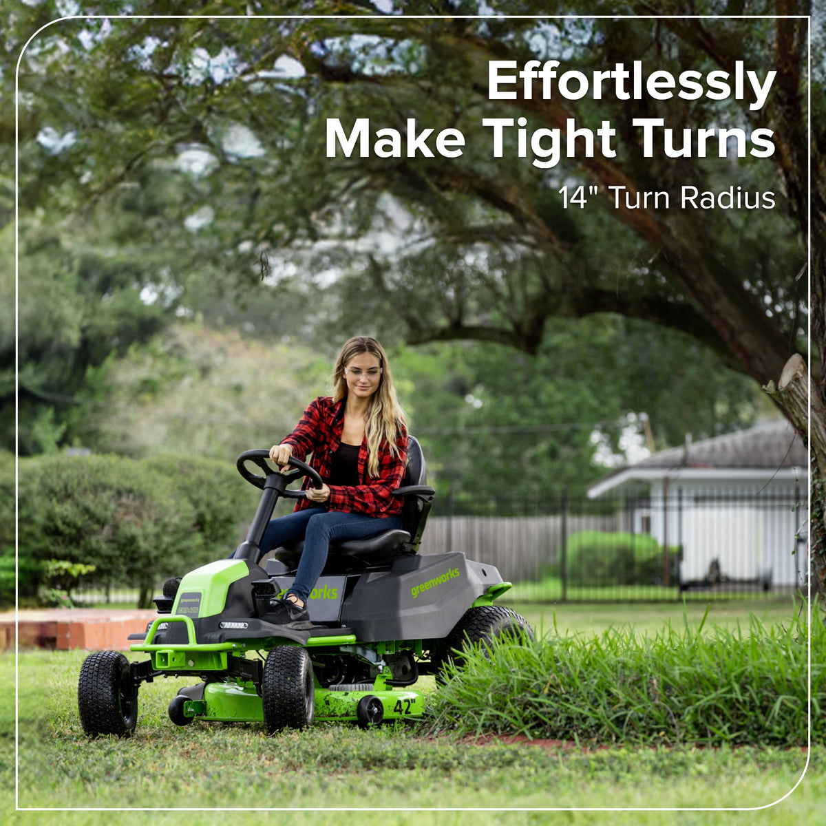 60V 42" Cordless Battery CrossoverT Riding Lawn Mower, (4) 8.0 Ah Batteries and 600W Wall Charger