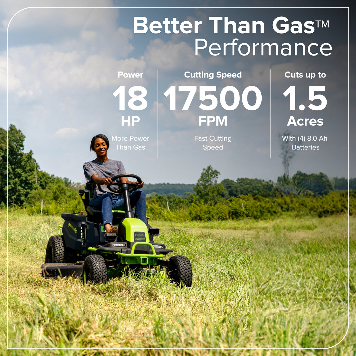 60V 42" Cordless Battery CrossoverT Riding Lawn Mower, (4) 8.0 Ah Batteries and 600W Wall Charger