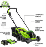 24V 13" Cordless Battery BL Push Lawn Mower w/ 4.0Ah Battery & Charger