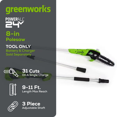 24V 8" Cordless Battery Pole Saw (Tool Only)