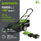 48V (24V x 2) 17" Cordless Battery Push Lawn Mower w/ Two (2) 4.0Ah USB Batteries & Dual Port Charger