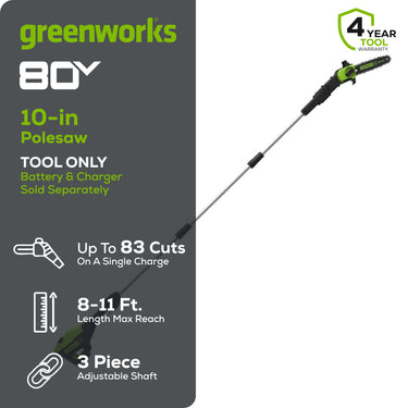 80V 10" Gen2 Cordless Battery Pole Saw (Tool Only)