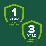 <h3>3-Year Warranty</h3><p>Find peace of mind with Greenworks Limited Warranty.</p>