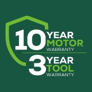 3-Year Tool Warranty & 10-Year Motor Warranty