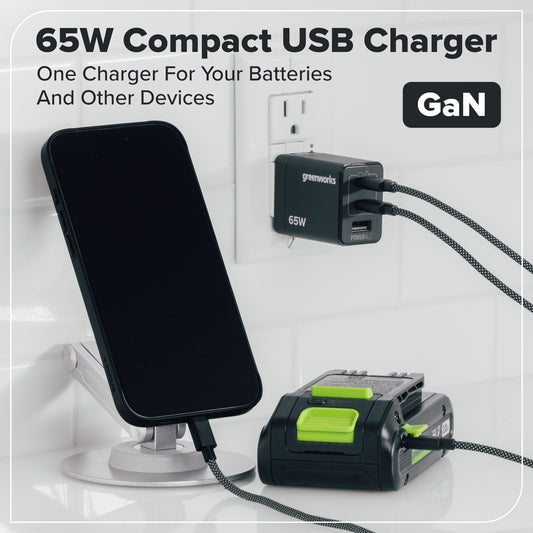 24V PowerAll Battery and Charger Kit, with 2.0 Ah Battery, Ultra-Fast 65W USB-C Charging Block, and Cable