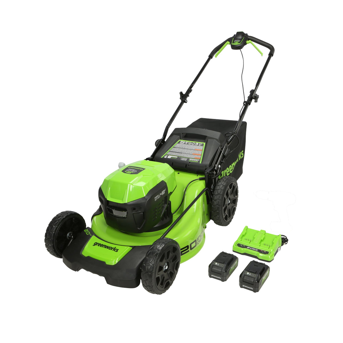 48V (24V x 2) 20" Cordless Battery Push Mower w/ Two (2) 4.0Ah USB Batteries & Dual Port Rapid Charger