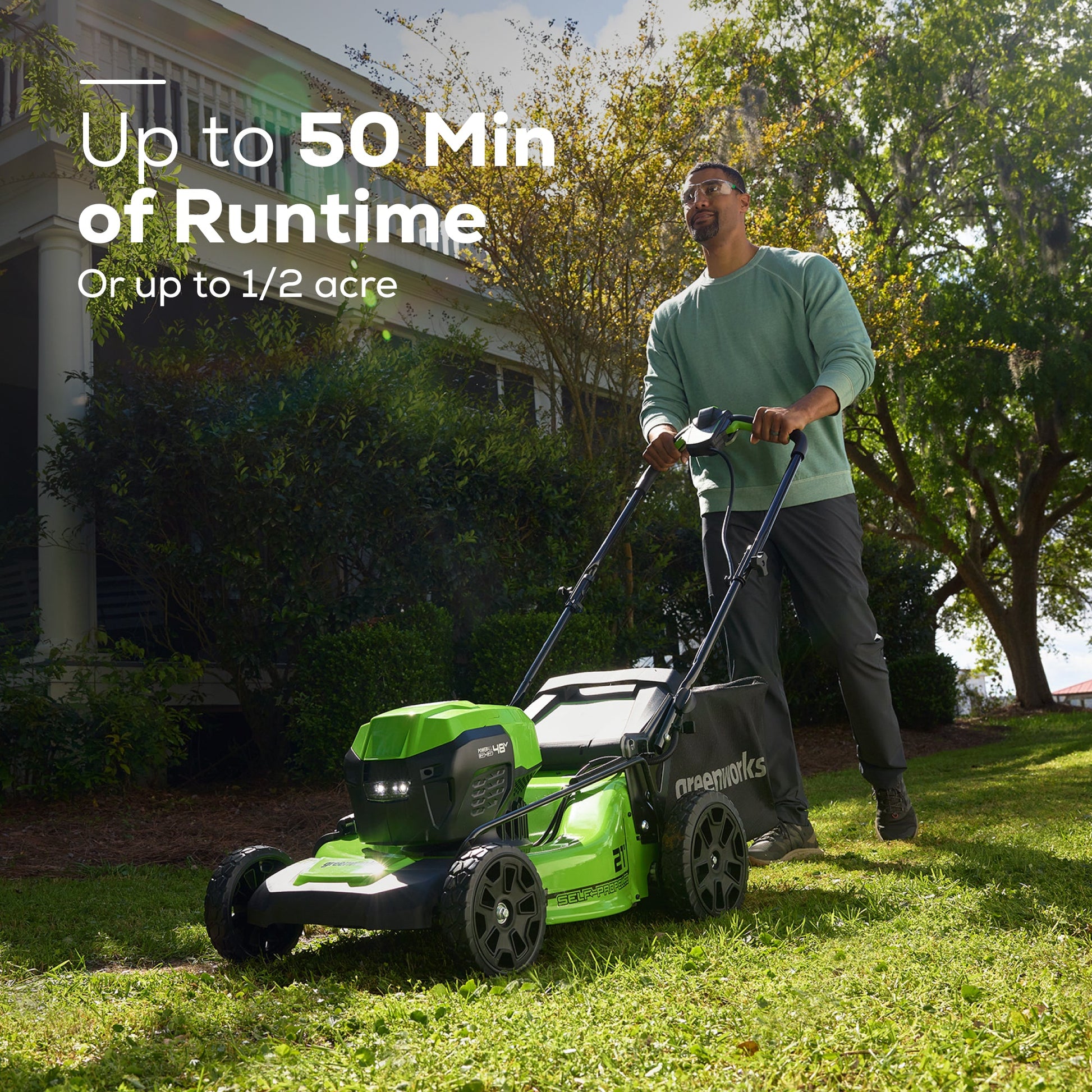 RENEWED 48V (24V x 2) 21" Cordless Battery Push Mower 3PC Combo Kit w/ (2) 5.0Ah Batteries,(1) 2.0Ah Battery,(1) Dual Port Rapid Charger & (1) Charger