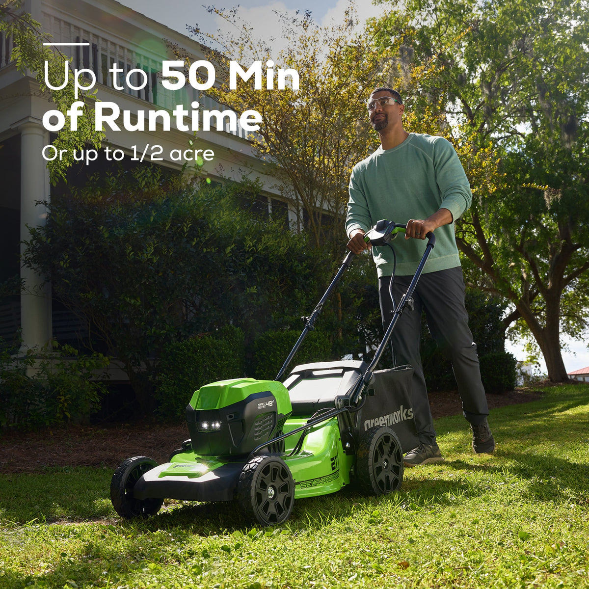 48V (24V x 2) 21" Cordless Battery Push Mower 3PC Combo Kit w/ (2) 5.0Ah Batteries,(1) 2.0Ah Battery,(1) Dual Port Rapid Charger & (1) 2A Charger