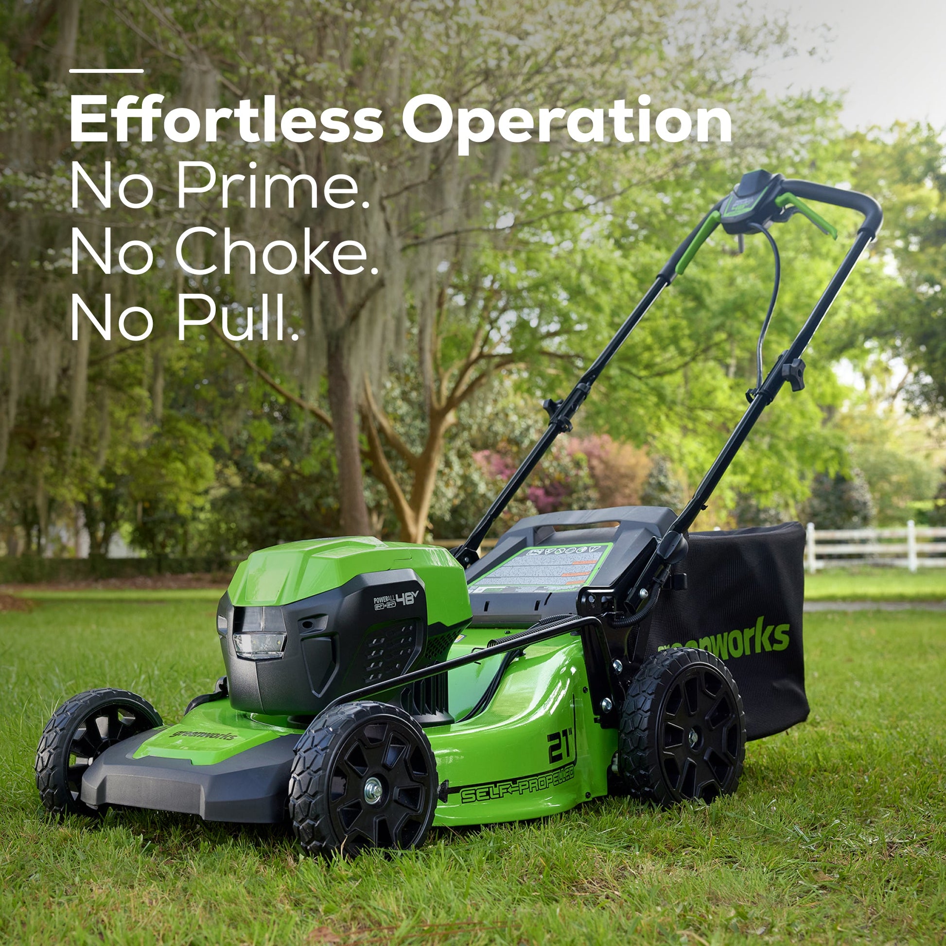 48V (24V x 2) 21" Cordless Battery Self-Propelled Lawn Mower w/ Two (2) 5.0Ah USB Batteries & Dual Port Charger