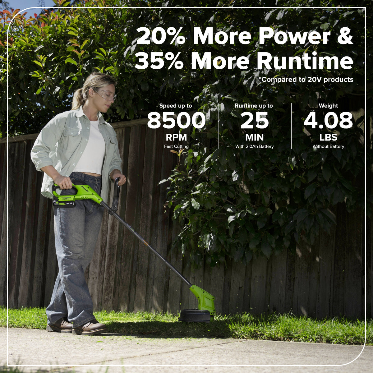 24V 12" Cordless Battery String Trimmer and 270 CFM Blower Combo Kit w/ 2.0Ah Battery, 30W Type-C Charger & (2) 3-Ft Cables
