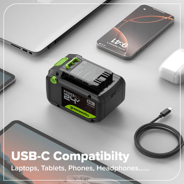 24V 8.0Ah Battery with Bi-Directional USB-C Port