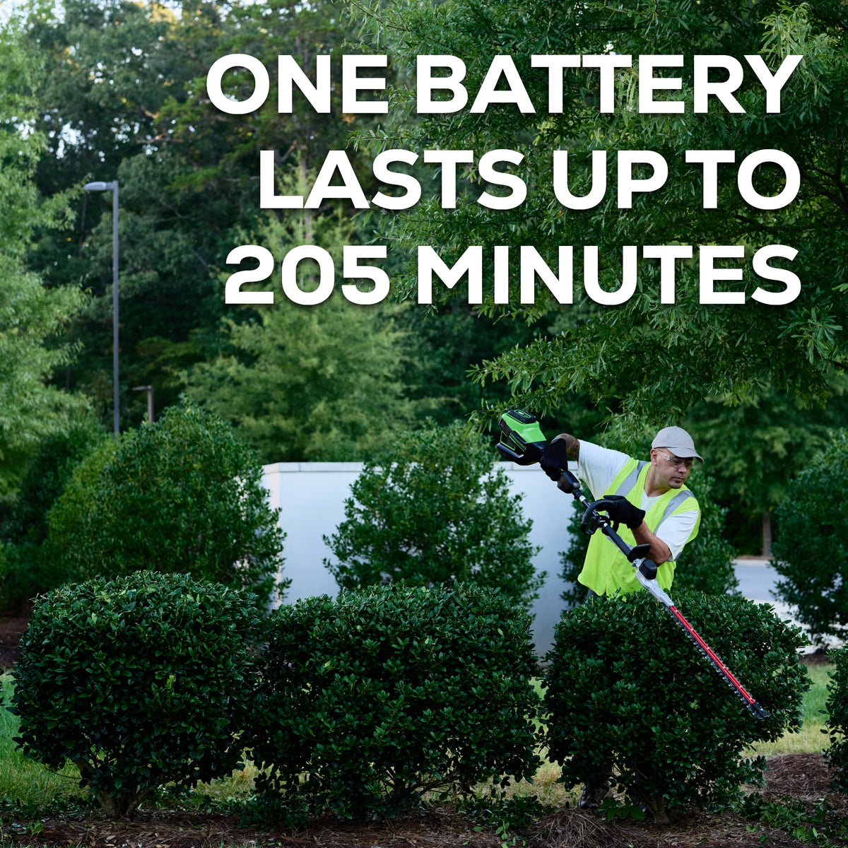 82V Cordless Battery Pole Hedge Trimmer: 2.5 Ah Battery and Dual-Port Charger