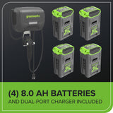 60V 30" CrossoverT Riding Lawn Tractor with (4) 8.0 Ah Batteries and 600-Watt Charger