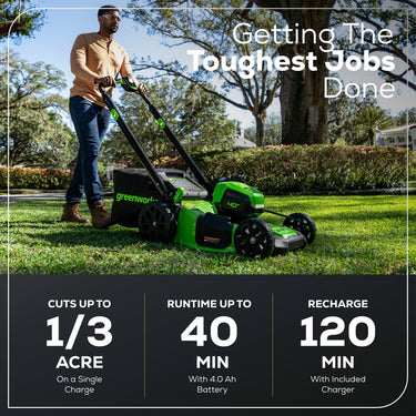 40V 20" Cordless Battery 4-in-1 Push Lawn Mower w/ 4.0Ah Battery & 2A Charger