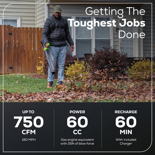 80V 750CFM Cordless Battery Single Port Backpack Blower, 4Ah Battery and Charger