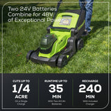 48V (24V x 2) 17" Cordless Battery Push Lawn Mower w/ (2) 4.0Ah Batteries & Dual Port Charger
