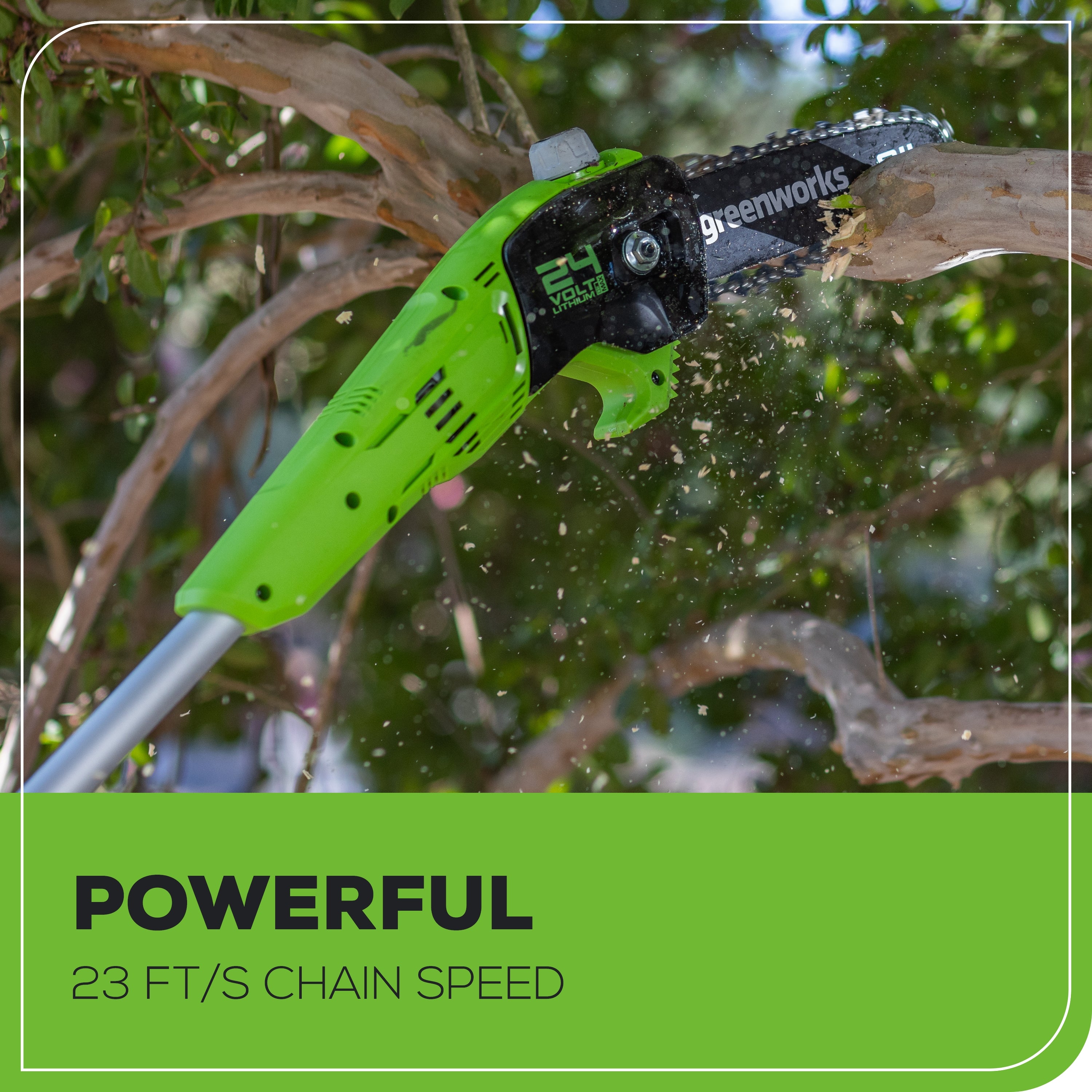 24V 8" Cordless Battery Pole Saw w/ 2.0 Ah Battery & Charger