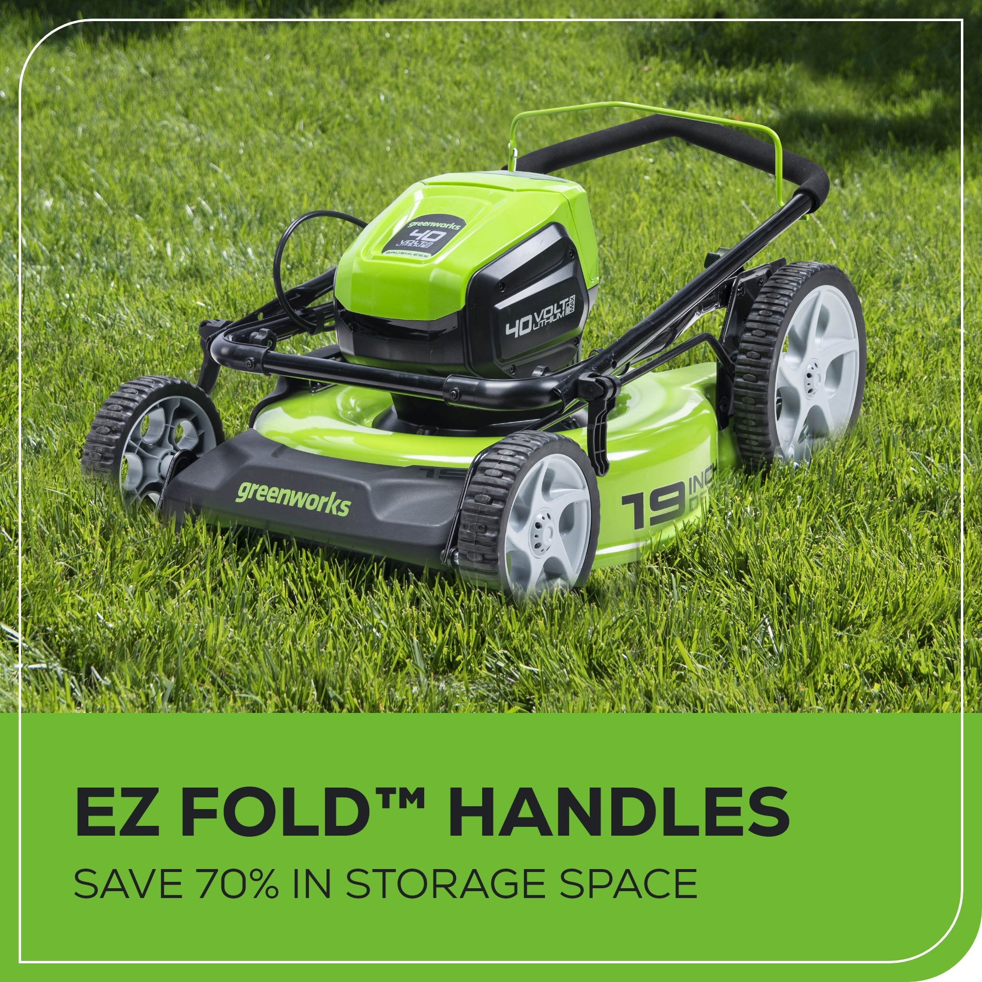 40V 19” Cordless Battery Push Lawn Mower w/ 5.0Ah USB Battery & Charger