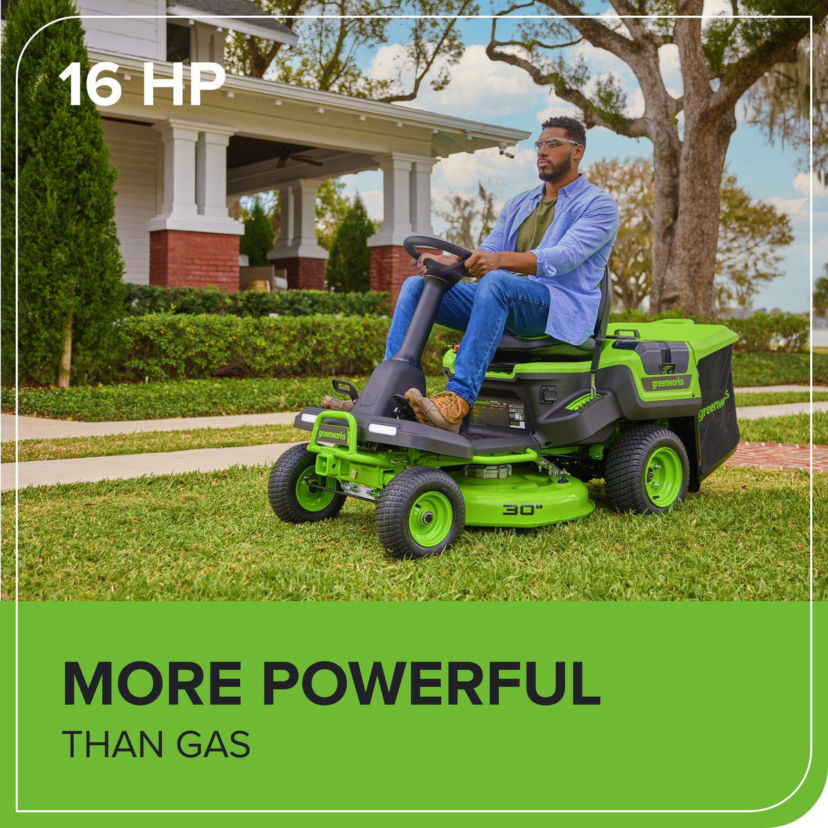 60V 30” Crossovert Riding Lawn Tractor With (4) 8.0 Ah Batteries & 600 ...