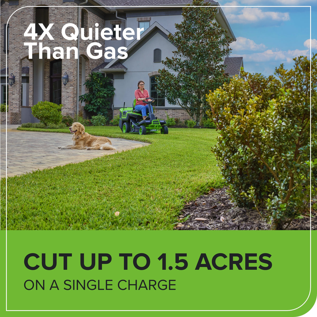 60V 30" CrossoverT Riding Lawn Tractor with (4) 8.0 Ah Batteries and 600-Watt Charger