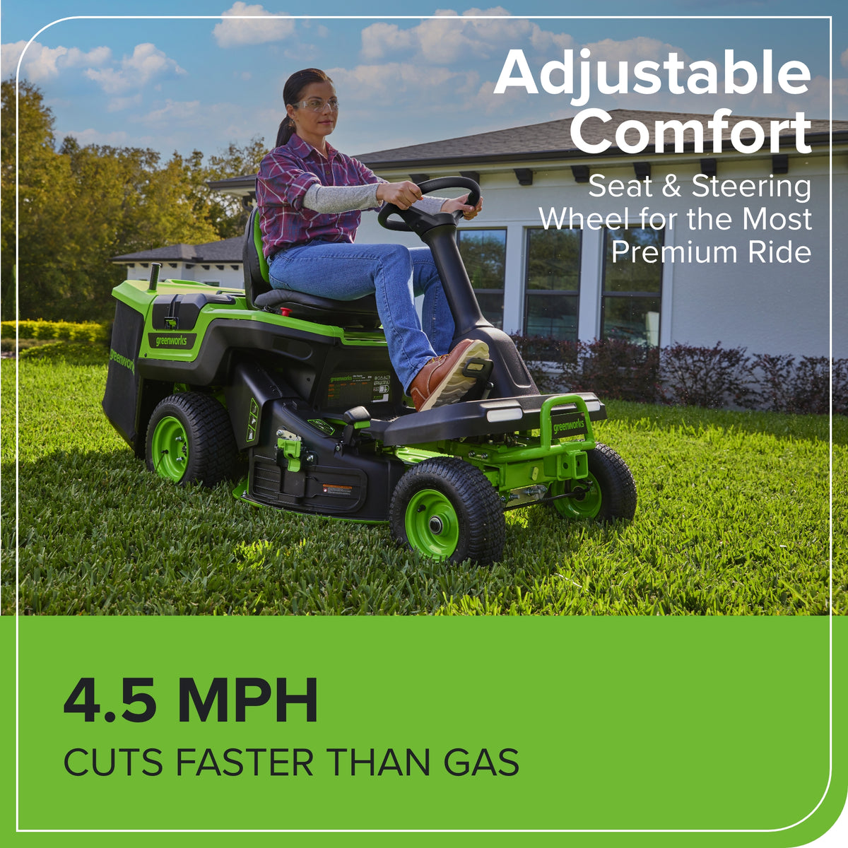 60V 30” Crossovert Riding Lawn Tractor With (4) 8.0 Ah Batteries & 600 ...