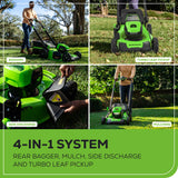 40V 20" Cordless Battery 4-in-1 Push Lawn Mower: 4.0 Ah Battery and 2A Charger