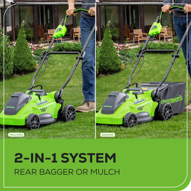 RENEWED 40V 16" Cordless Battery Brushless Push Lawn Mower w/ 4.0Ah Battery & Charger