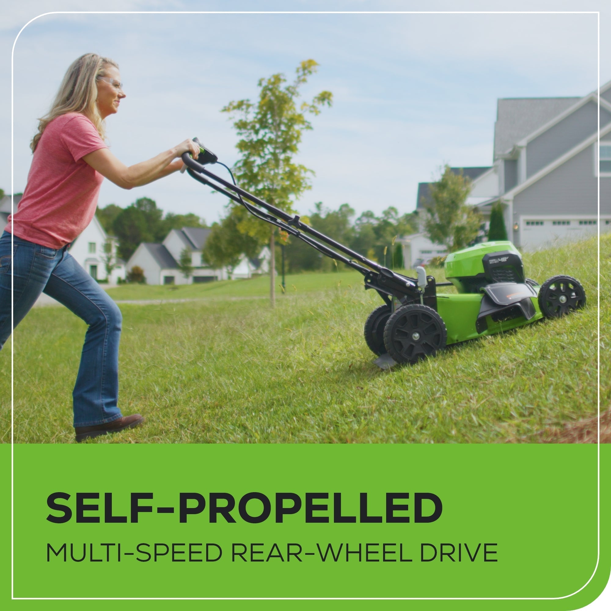 48V (24V x 2) 21" Cordless Battery Self-Propelled Mower 5PC Combo Kit w/ (2) 5.0Ah Batteries & Chargers