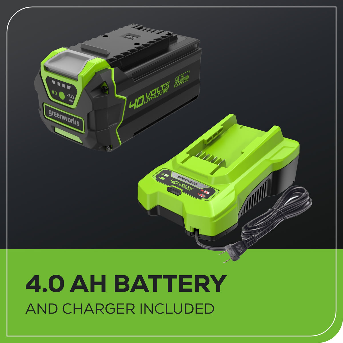 40V 20" Cordless Battery 4-in-1 Push Lawn Mower: 4.0 Ah Battery and 2A Charger