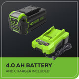 40V 20" Cordless Battery 4-in-1 Push Lawn Mower: 4.0 Ah Battery and 2A Charger