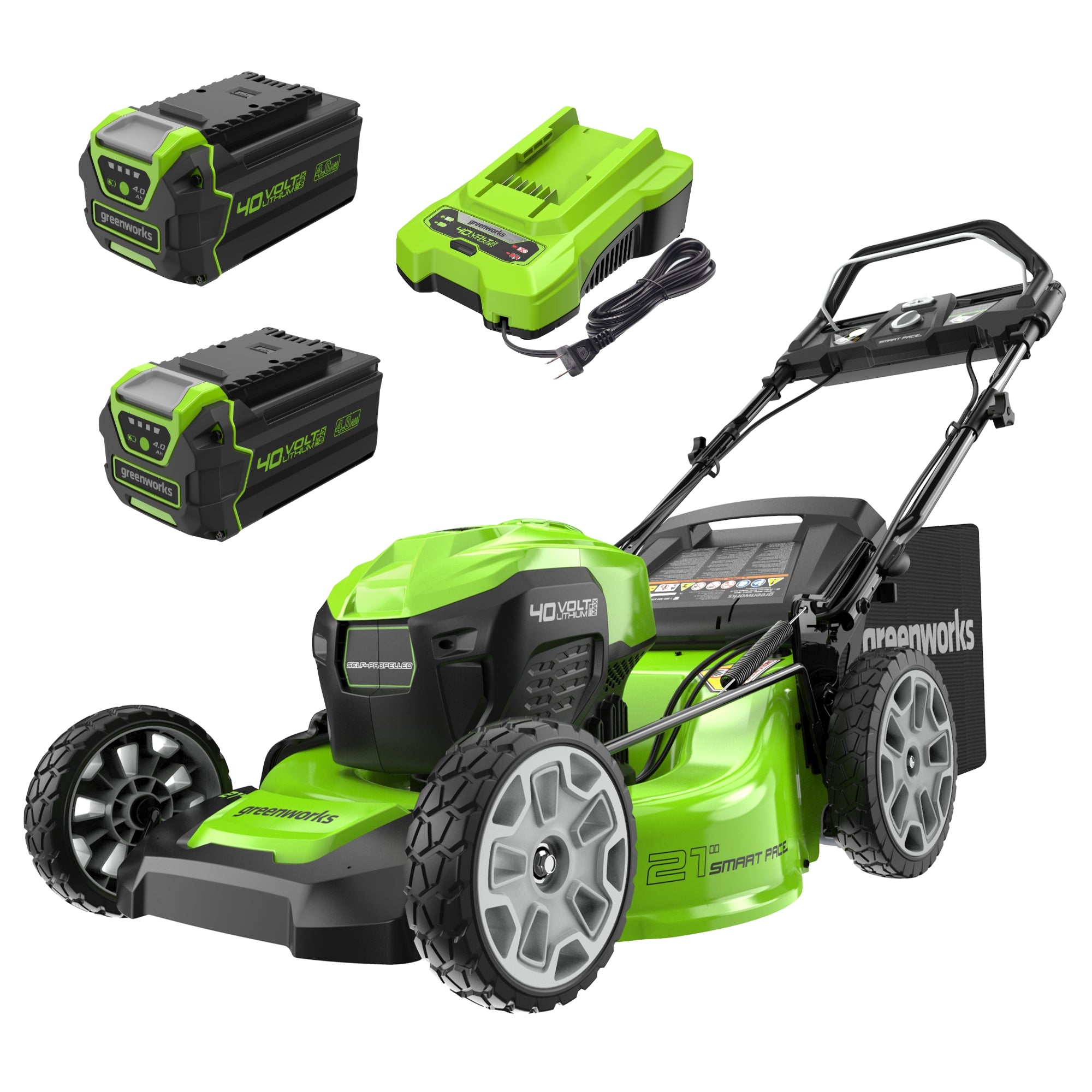 40V 21" Cordless Battery Self-Propelled Lawn Mower w/ (2) 4.0Ah USB Batteries & Charger