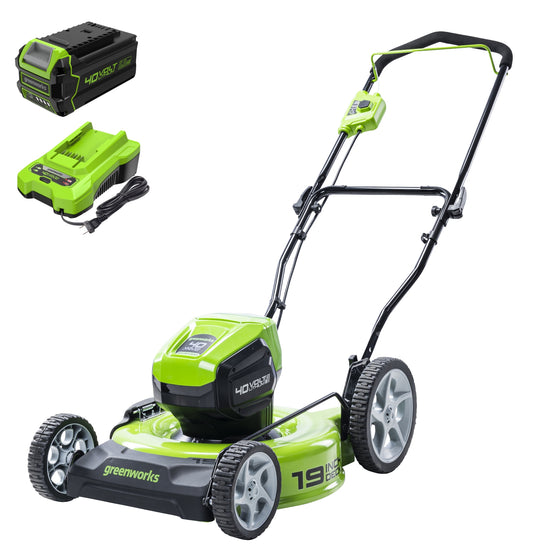 40V 19” Cordless Battery Push Lawn Mower w/ 5.0Ah USB Battery & Charger