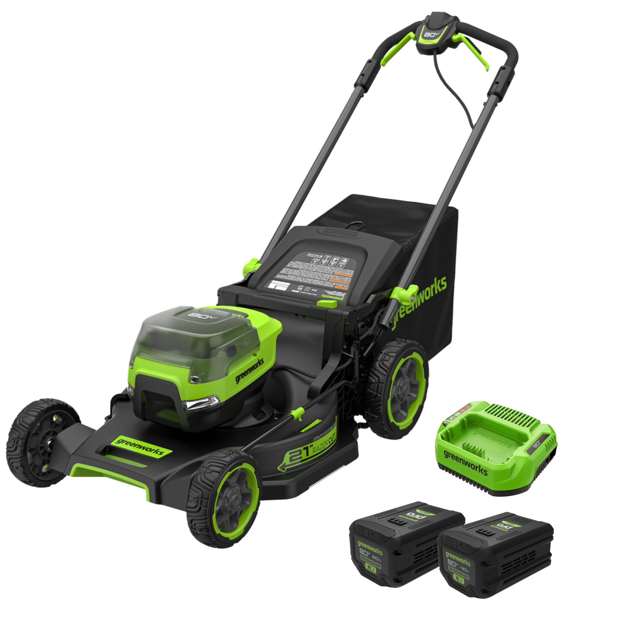 80V 21" Cordless Battery 4-in-1 Self-Propelled Mower: (1) 4.0Ah,(1) 2.0Ah Batteries & 2A Charger, LM2108S