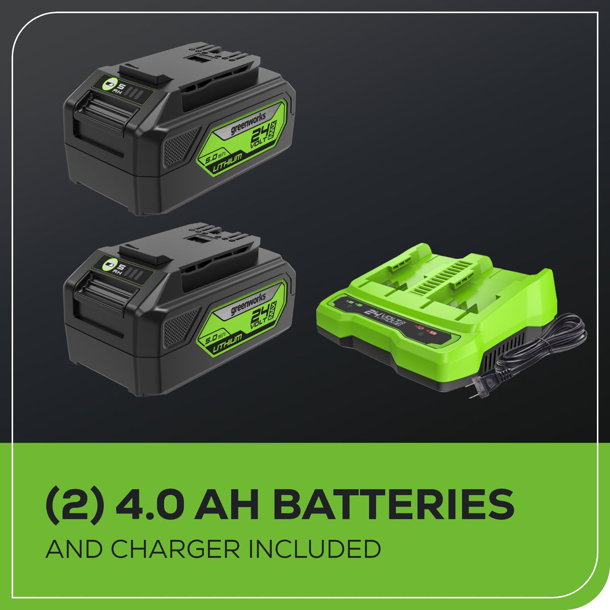 48V (24V x 2) 8" Edger w/ (2) 4.0Ah USB Batteries & Dual Port Charger