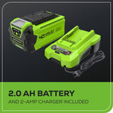 40V 13" Gen 2 Cordless Battery String Trimmer / Edger: 2.0 Ah USB Battery and Charger