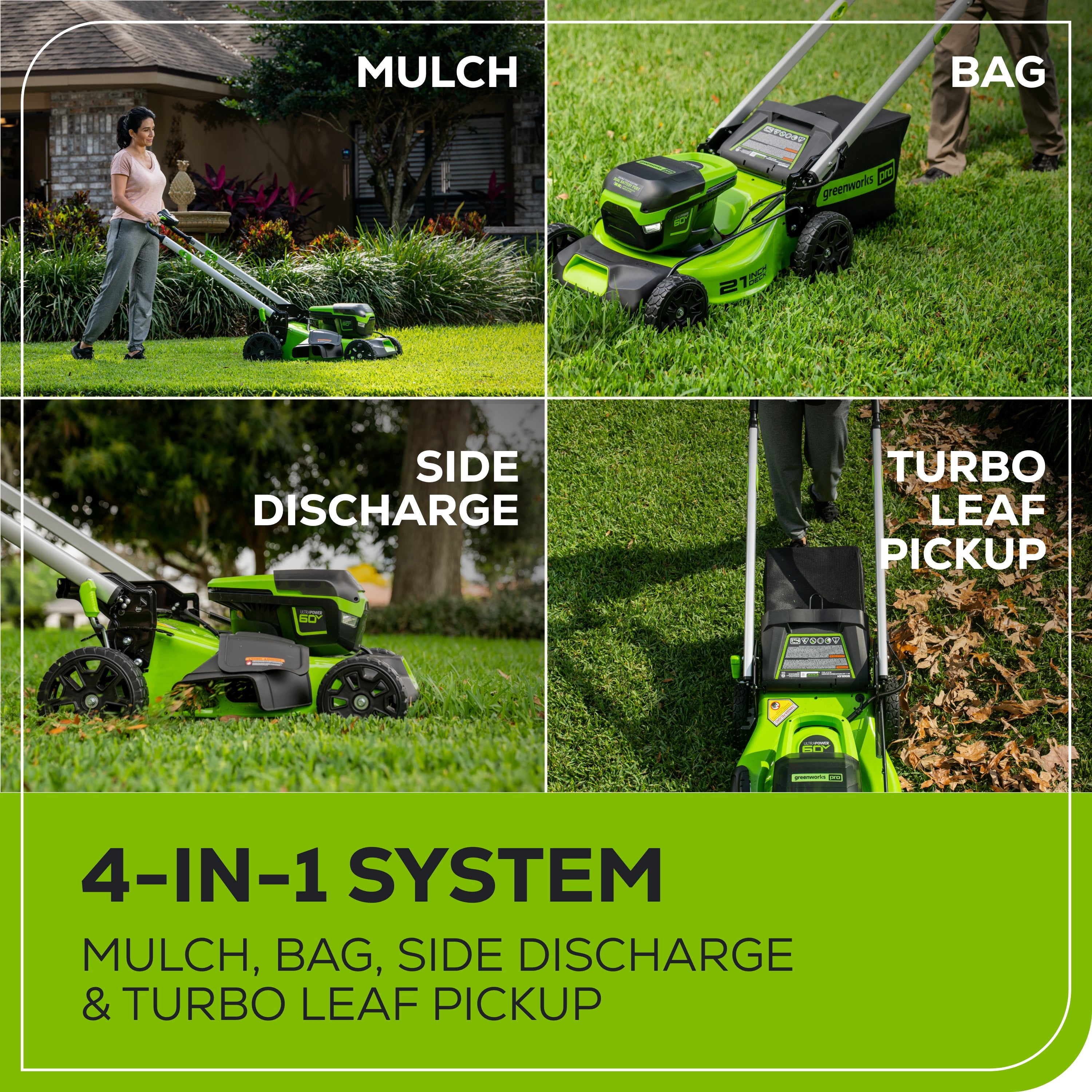 POWERWORKS 60V 21 Inch Cordless Lawn Mower Brushless Motor with