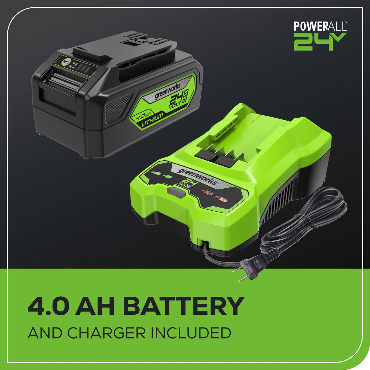 24V 12" Cordless Battery Chainsaw w/ 4.0Ah USB Battery & Charger