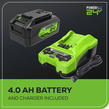 24V 12" Cordless Battery Chainsaw w/ 4.0Ah USB Battery & Charger