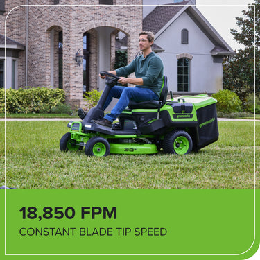 60V 30” CrossoverT Riding Lawn Tractor, Bagger Included w/ (4) 8.0Ah (1) 20.0Ah Batteries & 600-Watt Charger