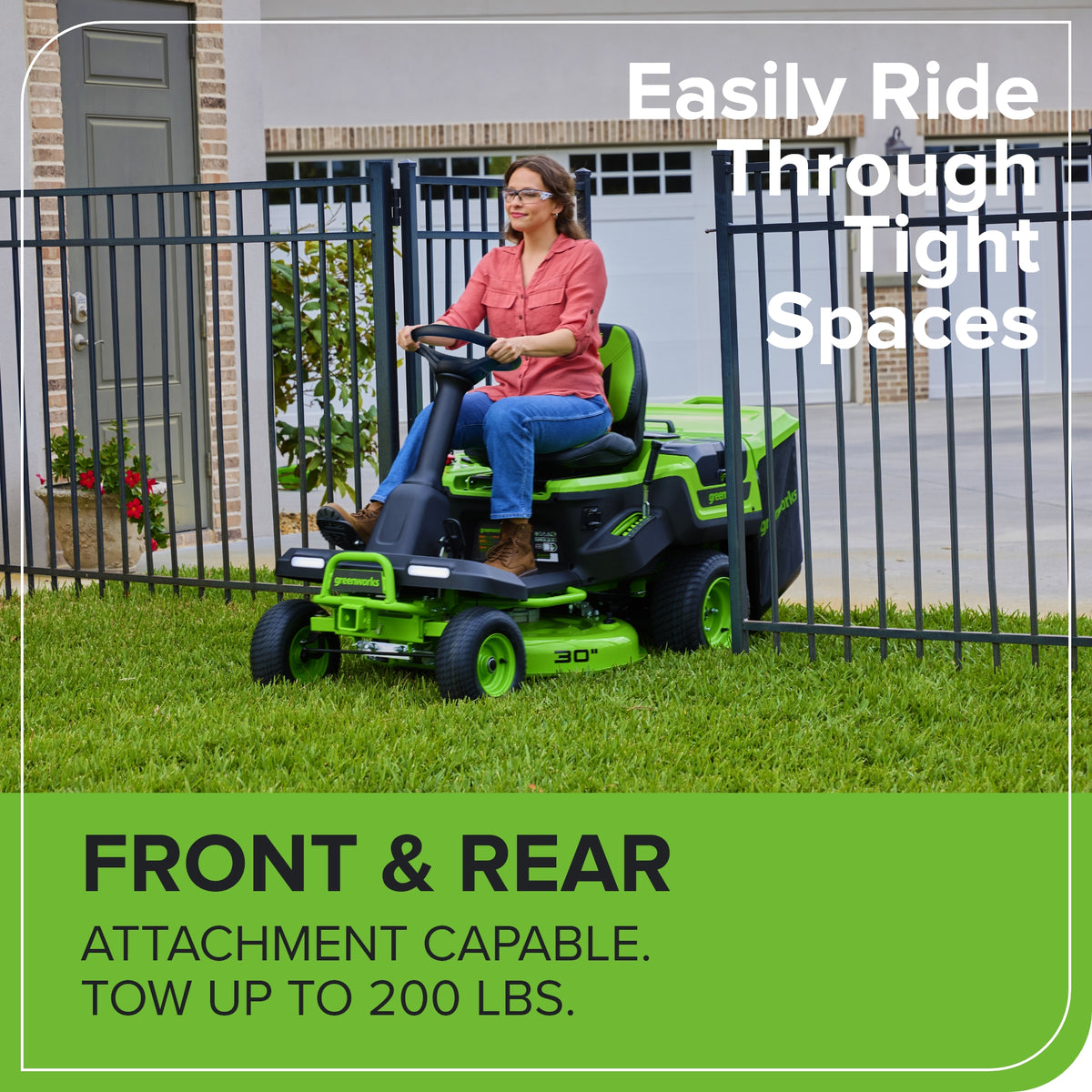 60V 30” CrossoverT Riding Lawn Tractor, Bagger Included w/ (4) 8.0Ah (1) 20.0Ah Batteries & 600-Watt Charger
