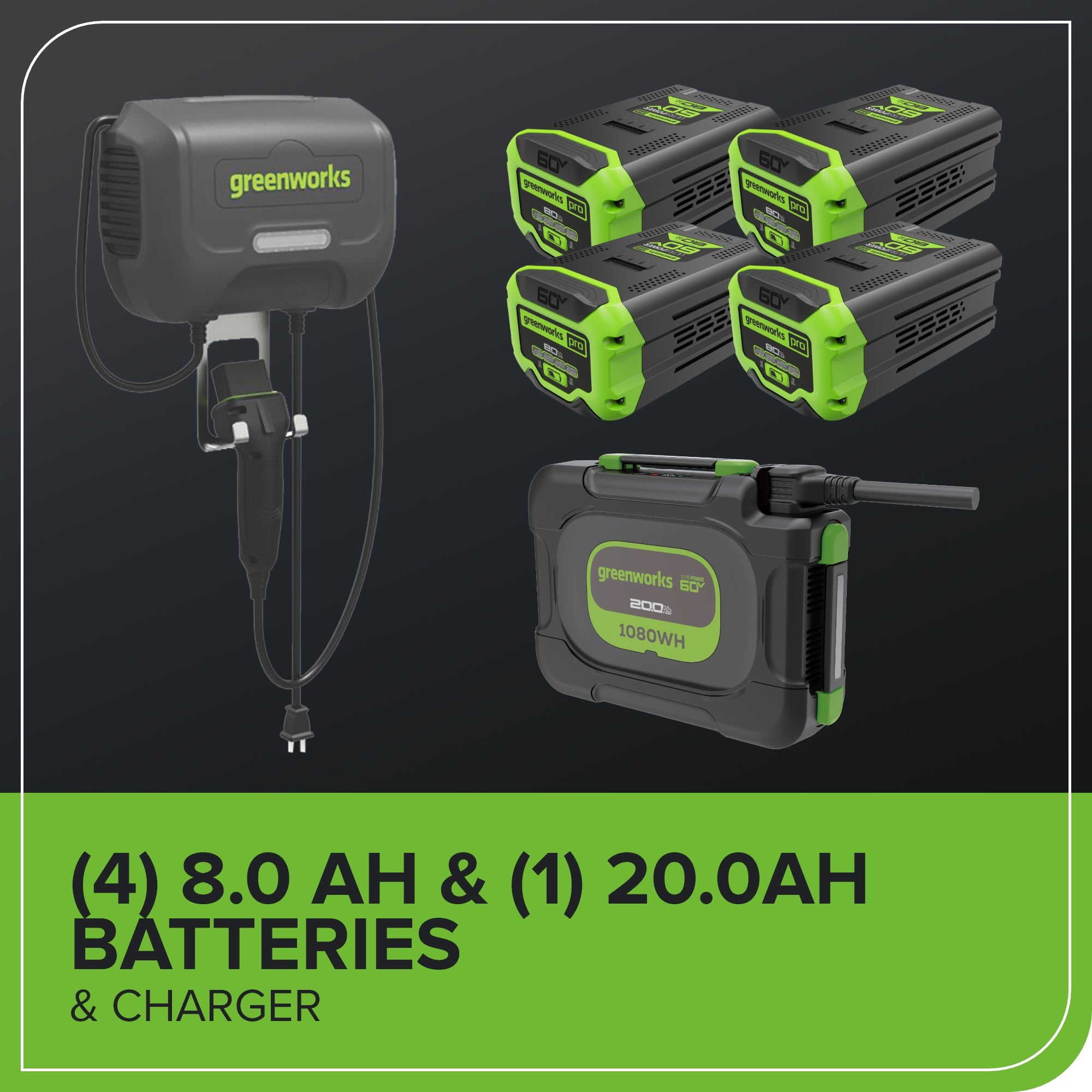 60V 30” CrossoverT Riding Lawn Tractor, Bagger Included w/ (4) 8.0Ah (1) 20.0Ah Batteries & 600-Watt Charger