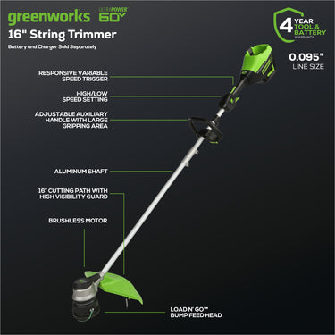 60V 16" Gen2 Cordless Battery String Trimmer (Tool Only)