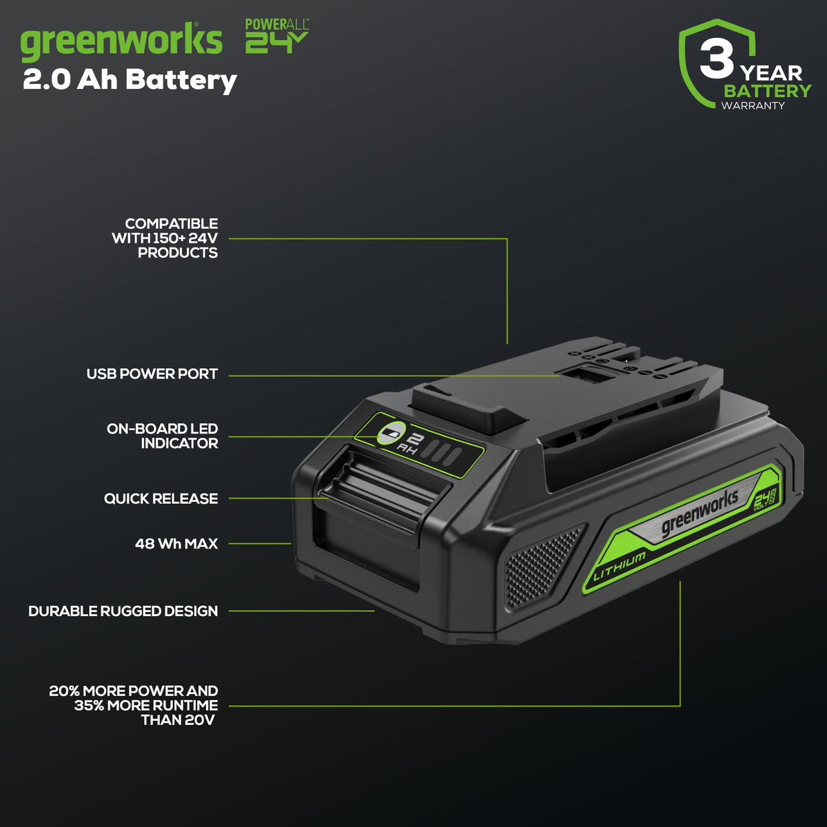 Energup 24 V 3,5 Ah accu voor Greenworks 24 V Li-Ion reserveaccu G24B2 G24B4 compatibel met Greenworks accugereedschap Energup 24 V 3,5 Ah accu voor Greenworks 24 V Li-Ion reserveaccu G24B2 G24B4 compatibel met Greenworks accugereedschap
