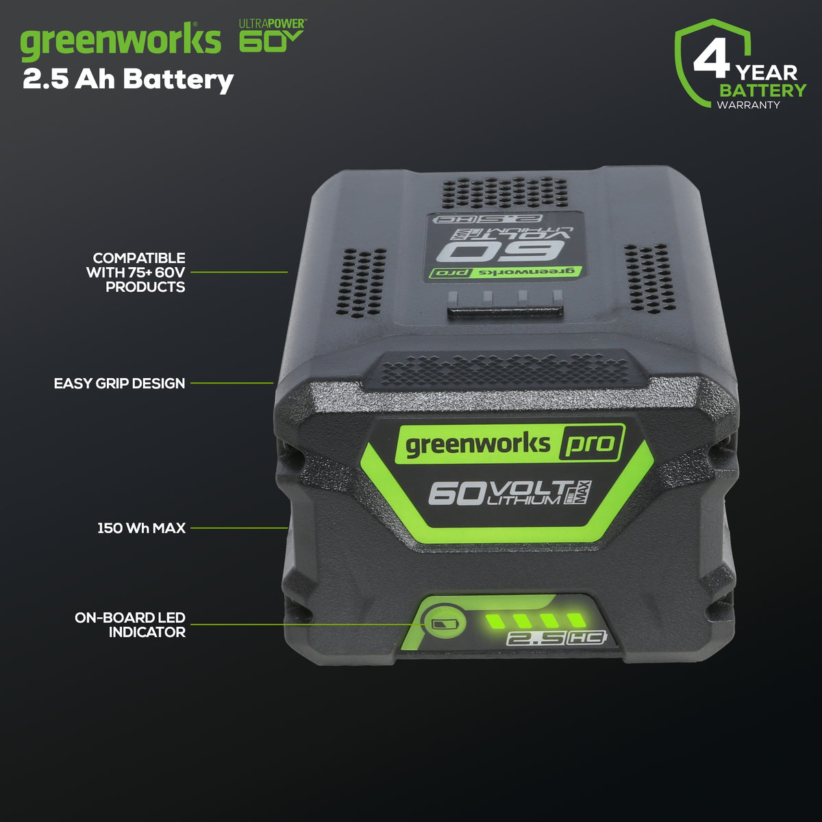 60V 2.5 Ah High Current (HC) Battery