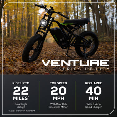 80V VENTURE Series 20” Fat Tire Electric Utility Bike w/ 4.0Ah Battery and Charger