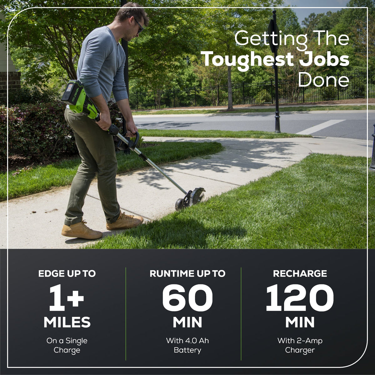 40V 8" Cordless Battery Edger and 12" String Trimmer Combo Kit w 4.0 Ah Battery and Charger